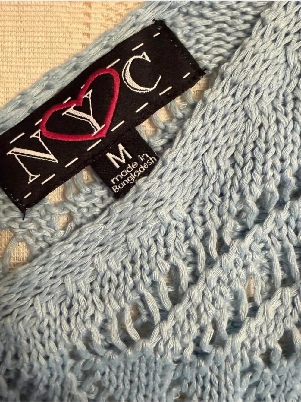 Y2K Baby Blue Crochet Fringe Tank Top Festival Fairy Boho - Picture 4 of 6